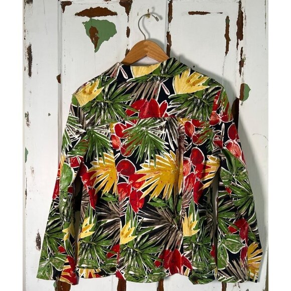Additions by Chicos Womens Colorful Tropical Wood Button Jacket Size 2 (Size 12) - Picture 2 of 15